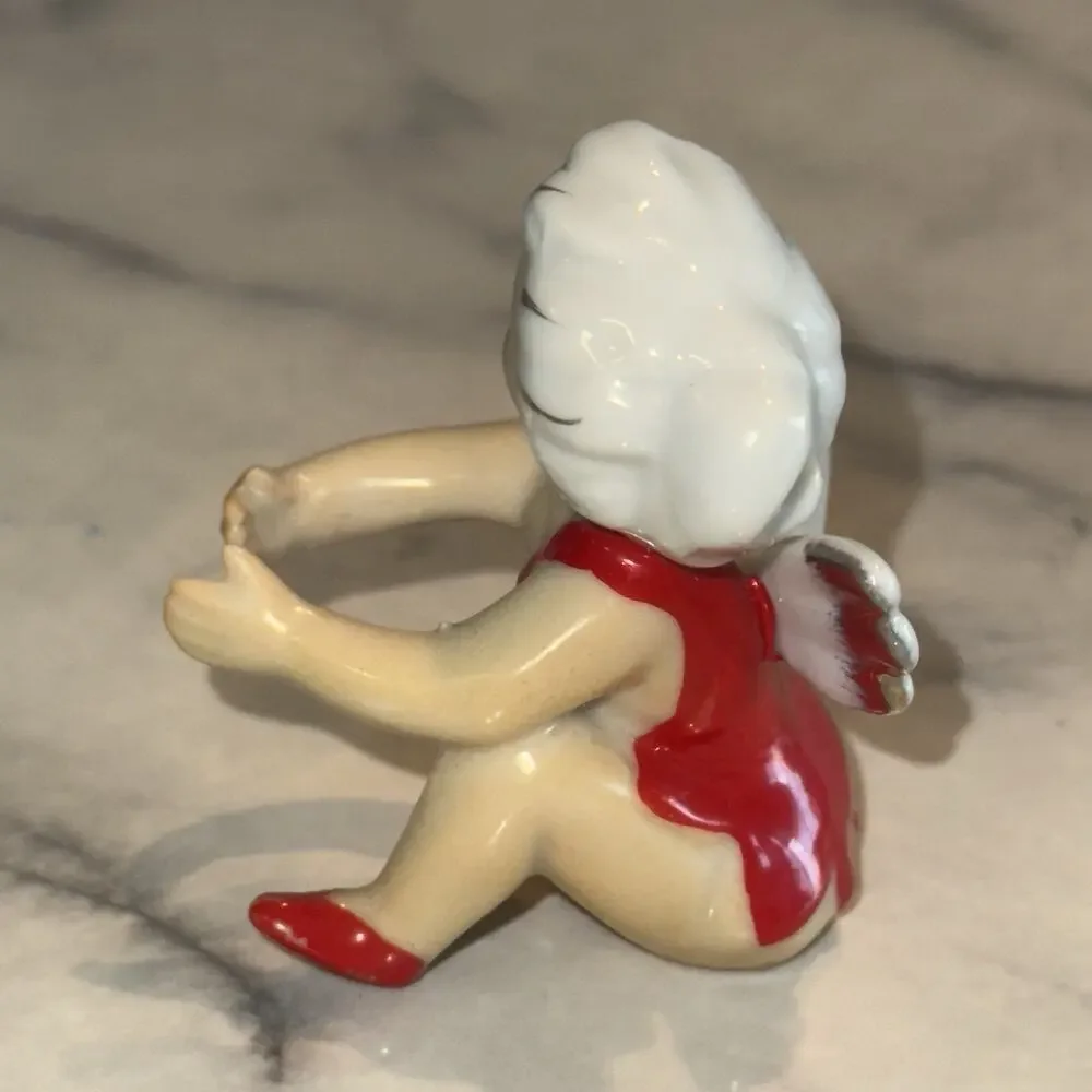 Vintage Angel Pixie Fairy Ceramic Candle Hugger Climber Holder Christmas Kitschy